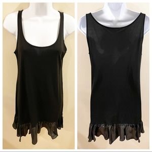 Eileen Fisher Scoop Neck Ruffle Slip Dress Silk PM